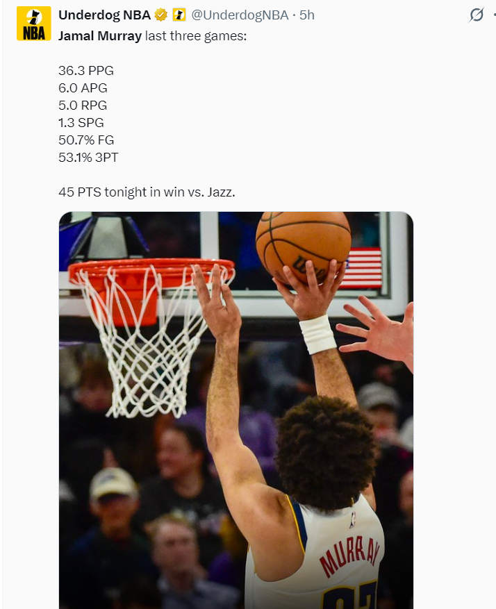 世界杯官方入口更新-穆雷狂轰45分连刷四纪录！近三战109分势头猛烈 阿帅：他扛起球队